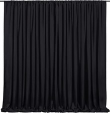 Black Backdrop Curtains 2 Panels 5Ft X 10Ft Polyester Photo Backdrop Drapes for