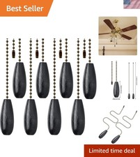 8 Pieces Ceiling Fan Pull Chains Extender Wooden Pendant Pull Chain Extension...