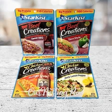 4 StarKist Chicken & Beef Creations Buffalo Taco BBQ Lemon Pepper 2.6 oz Pouch