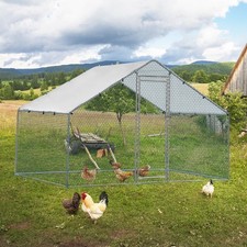 6.5 x 10 ft Metal Chicken Coop Outdoor Large Metal Walk-in Hen House with Cover