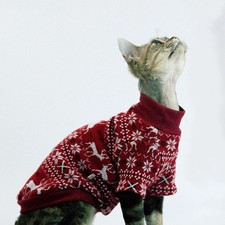 Christmas Knitted Coat for Cat Autumn Loungewear for Sphynx Cat Winter Classic B