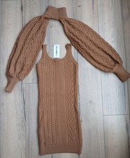 Glamify Women's Knitted Dress with Straps and Two Separate Sleeves Size S / M