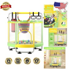 Yellow Green 55" Kids Trampoline, Carbon Steel Frame, 440lb Capacity