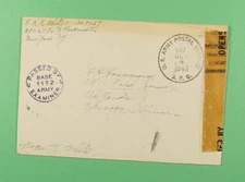 DR WHO 1943 WWII CENSORED APO 537 FREE FRANK TO USA R04346