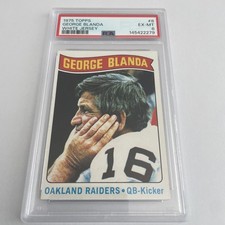 1975 TOPPS FOOTBALL GEORGE BLANDA #8 PSA 6 EX-MT (HOF) OAKLAND RAIDERS 