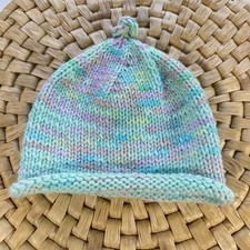 Knit Baby Beanie Hat Pastel Multicolor Knitted Newborn Infant Cap