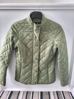 Barbour Elmsworth Quilted Jacket Sage Green Ladybird Inner Trim Women's Size 10 