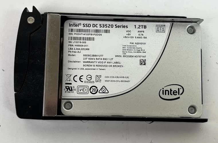 Intel SSDSC2BB012T7 1.2TB 2.5" SATA 6Gb/s SSD DC S3520 w/ Tray - image 1 of 1