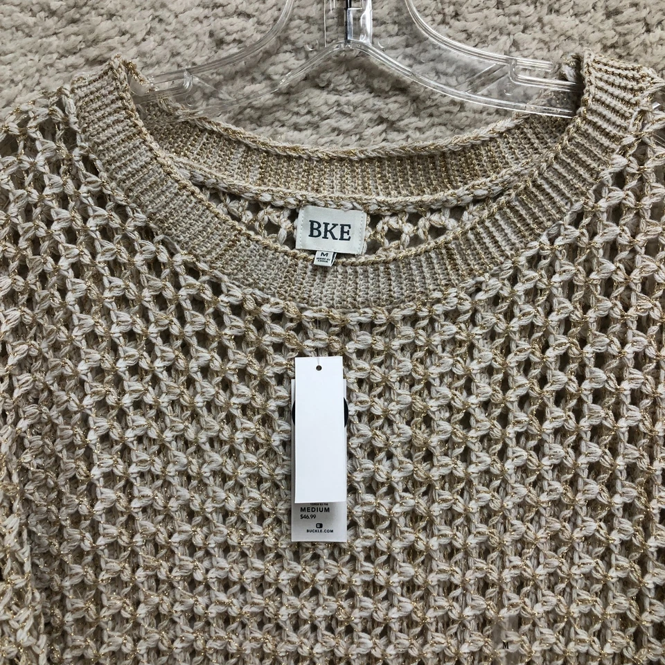 Новый BKE пряжка свитер средний взрослый бежевый коренастый вязаный пуловер джемпер женщин M - Изображение 3 из 4