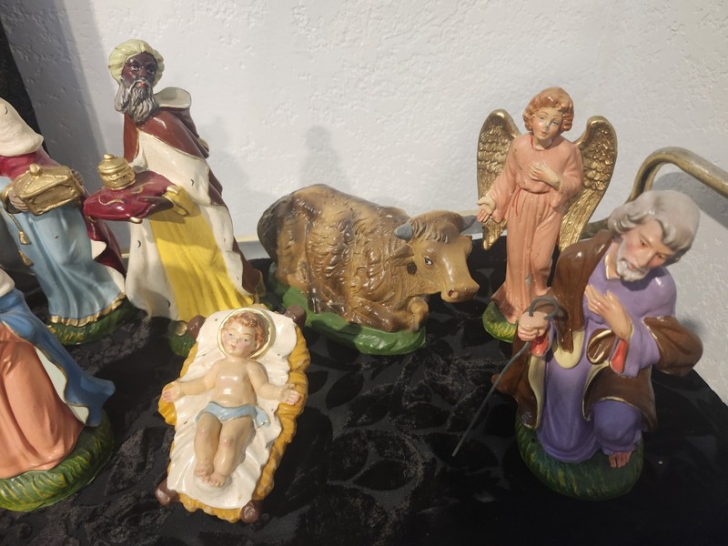 Lot Of 9 Vintage Nativity Pieces Paper Mache ITALY 