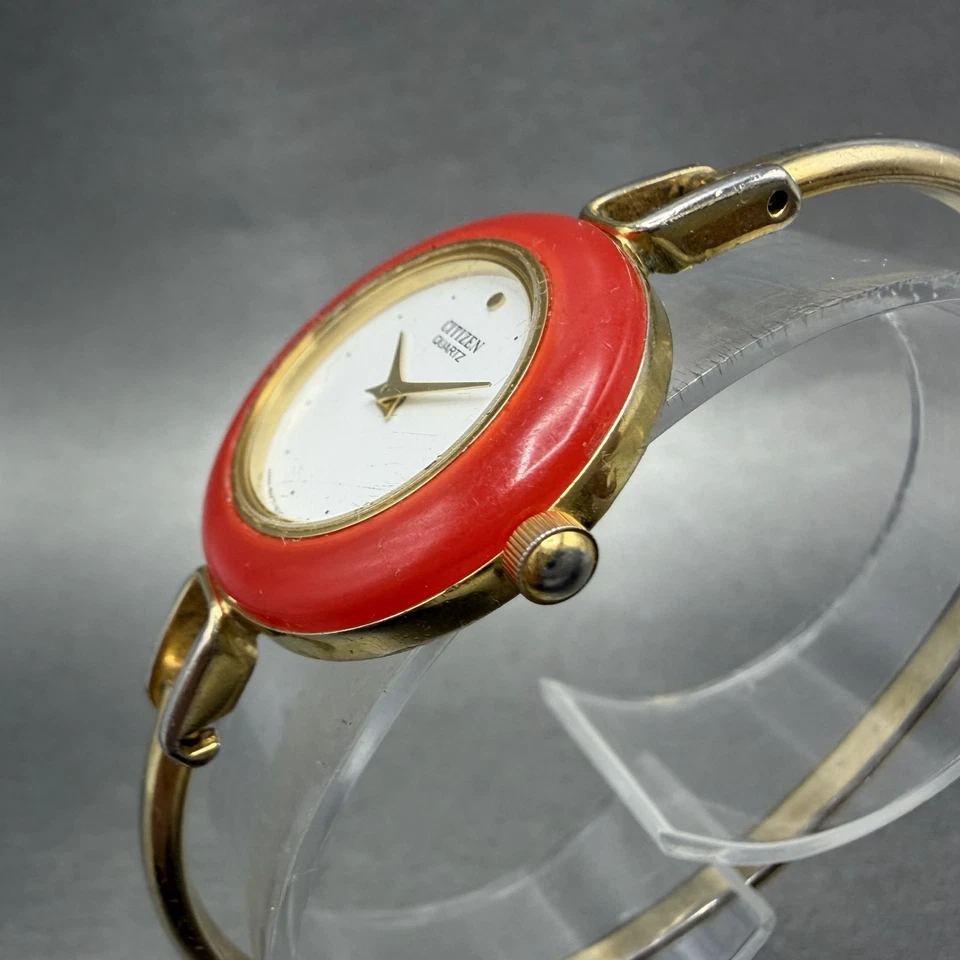 Citizen Watch Women 26mm White Dial Gold Tone Interchangeable Bezel New Bat - Image 4 of 4