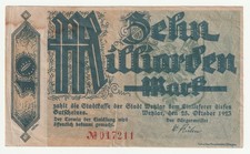 10 Milliarden Mark 1923 Wetzlar. Hessen.
