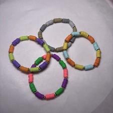 4pc Colorful Heishi Bead Bracelet Stack Neon Neutral Summer Preppy Bundle
