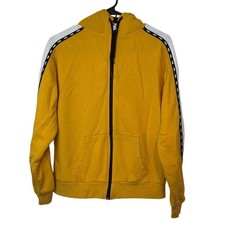 Victoria s Secret PINK Zip Up Hoodie Size XS Yellow Black Fur Lined Hood Cozy