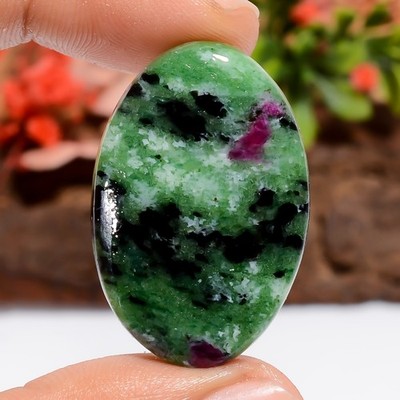 Natural Ruby Zoisite Oval 45Ct 33X22X5mm Loose Gemstone Collector Cabochon