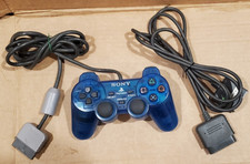 Sony PlayStation PS one Dualshock Analog Controller Clear Blue SCPH-110 Tested