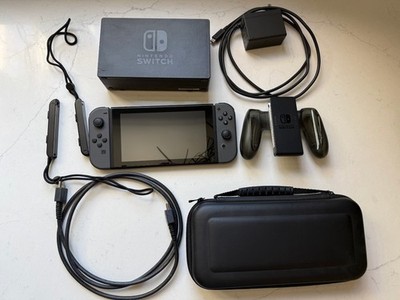 Nintendo Switch Console Grey Joy-Con Dock HDMI Grip Orzly Case Bundle