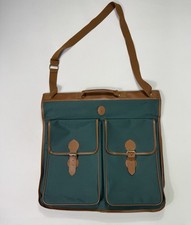 Ralph Lauren Polo Vintage Canvas Garment Bag Brown Trim Zip Gold Hook Travel