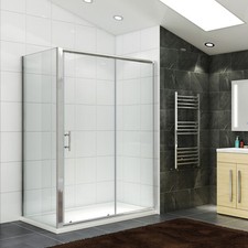 6mm Sliding Shower Enclosure 1000-1700mm Glass Cubicle Optional Side Panel&Tray