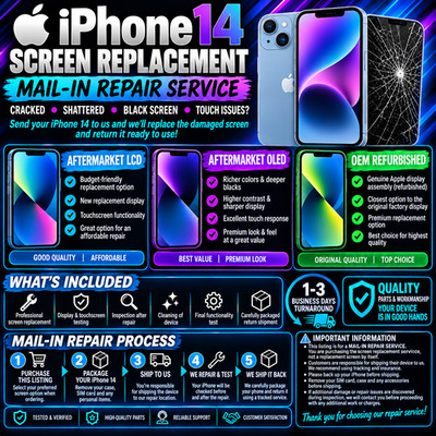 iPhone 14 Screen Replacement Repair Service Mail-In /LCD / OLED /