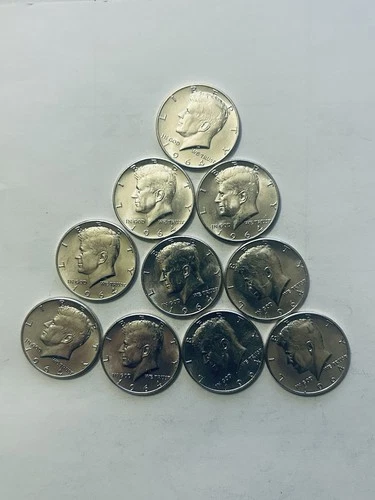 1964 D  Unc. Kennedy Half Dollars, 90% SILVER 10 Coin Lot