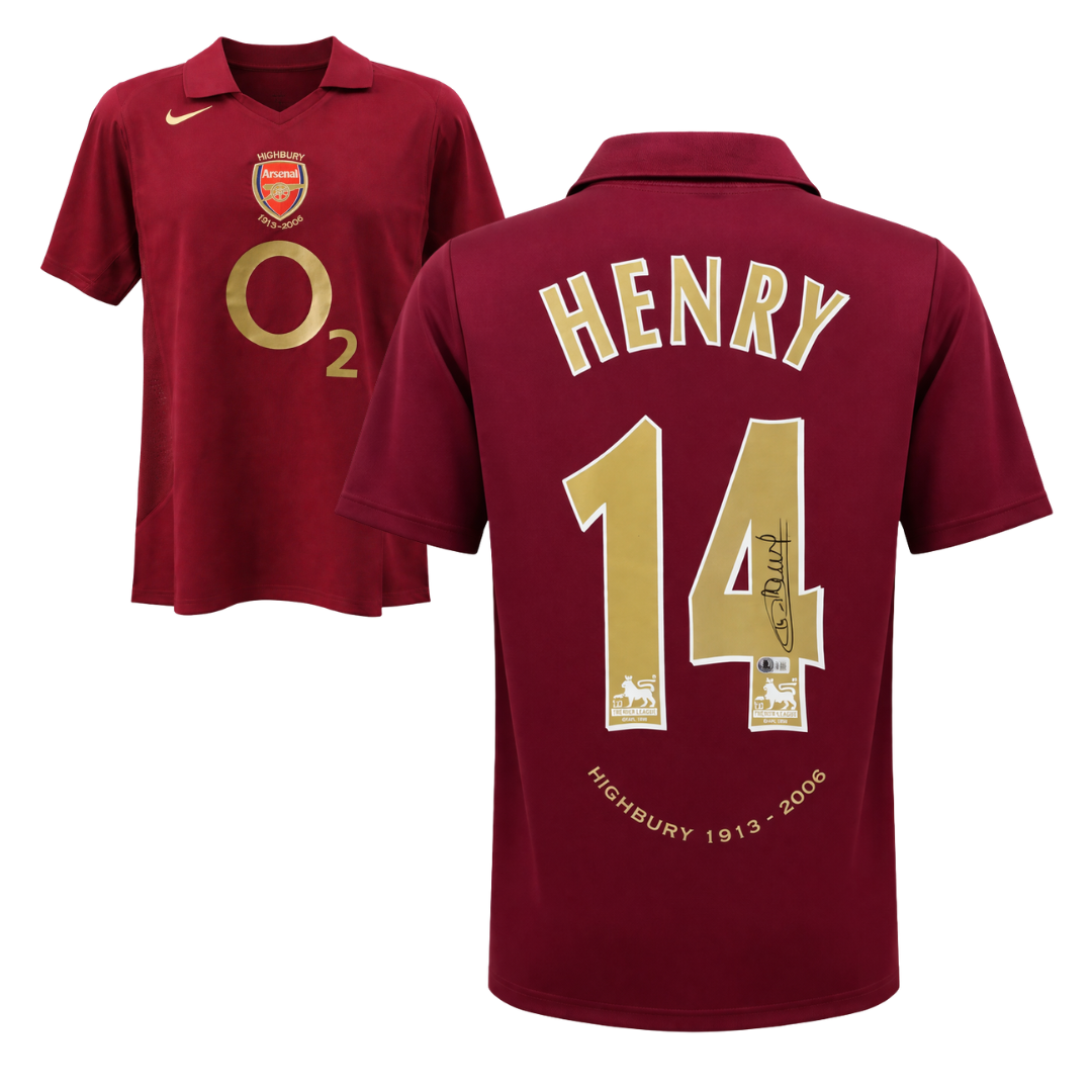 Thierry Henry Signed Arsenal Away Soccer Jersey #14 with Beckett