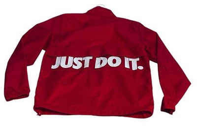 Nike Full Zip Jacket Mens Medium Just Do It Spellout AR2608-657 Lightweight Red