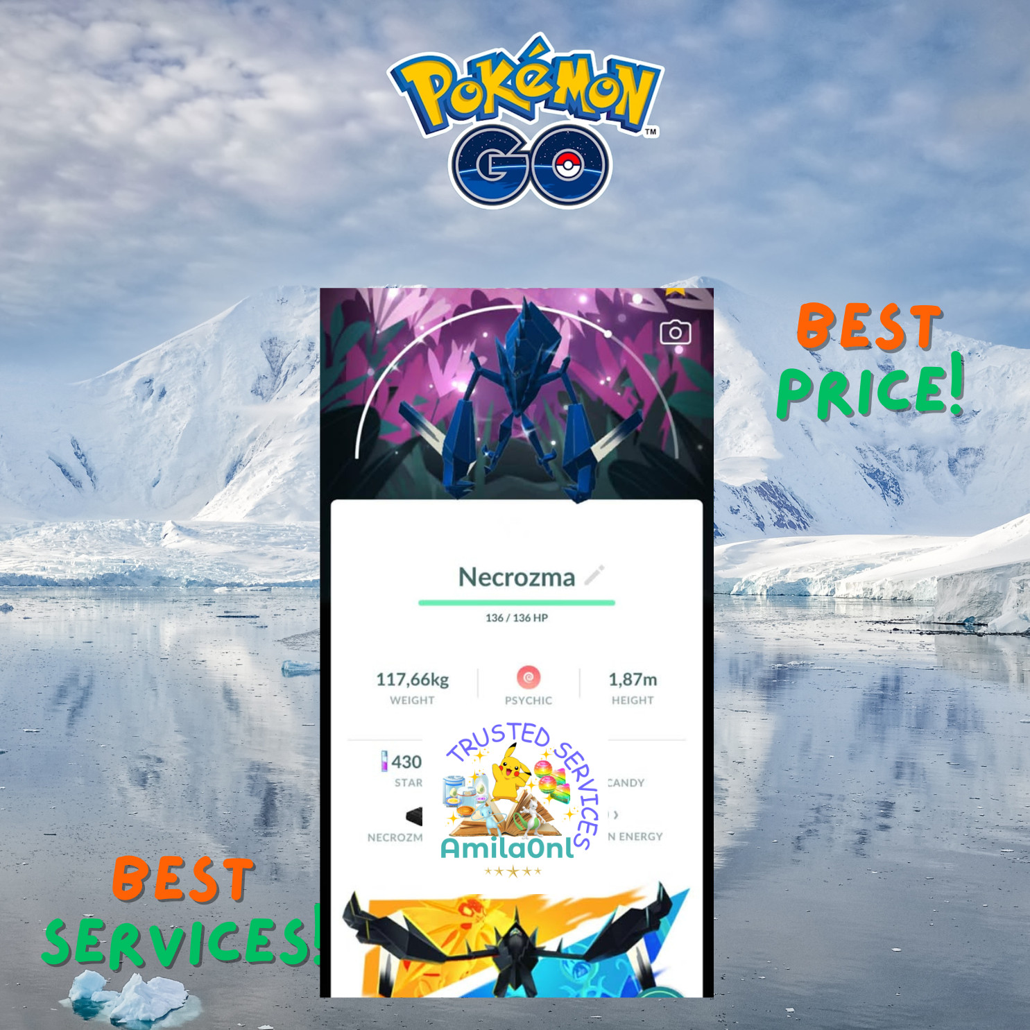 Pokémon Go✿✿✿Shiny NECROZMA✿✿Special Back ground✿✿TRADE 20k✿✿✿PTC