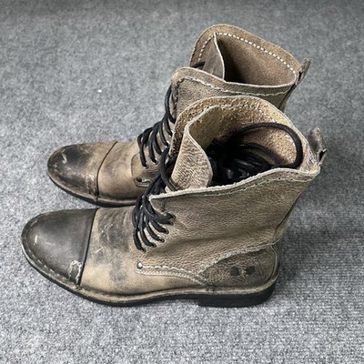 Bed Stu Protege  Light Brown Leather Distresses Lace Up Rustic Boots Mens 9
