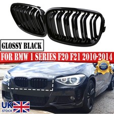 Pair For BMW 1 Series F20 F21 2011-2014 Front Kidney Grill Grille Gloss Black