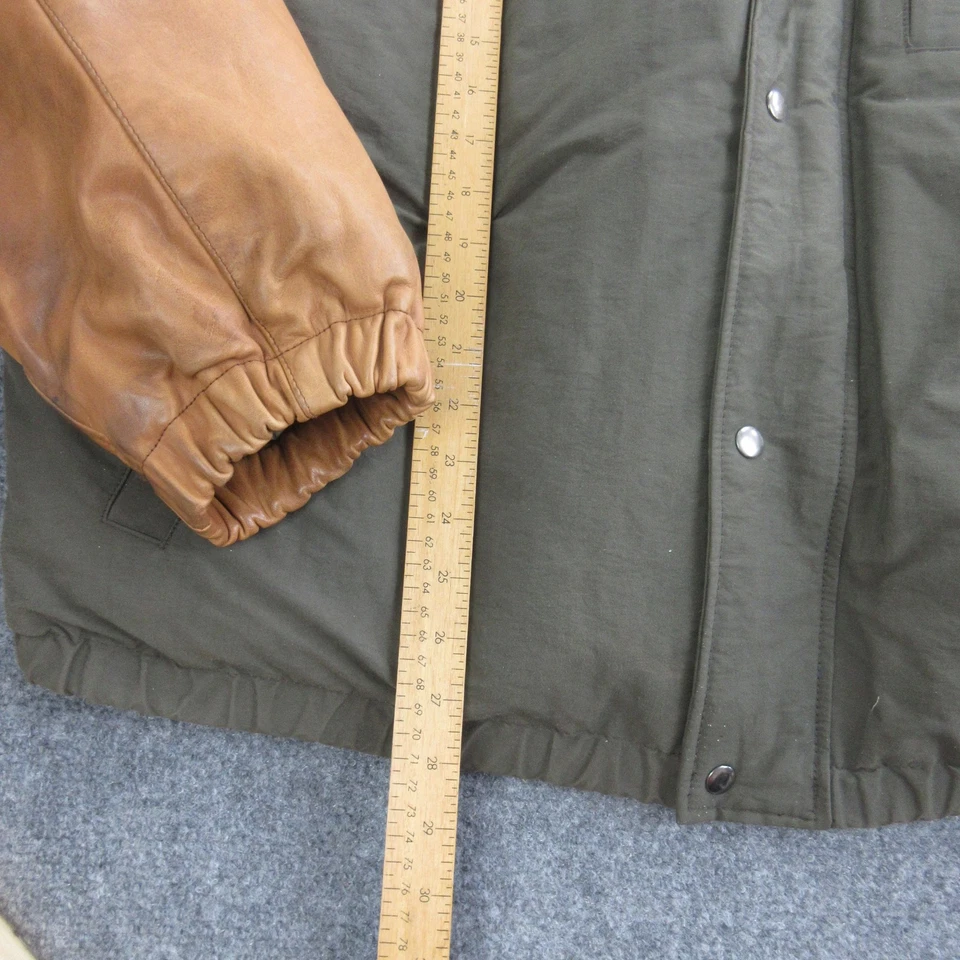 Chaqueta Polo Ralph Lauren De Colección Para Hombres XL Cuero Verde Manga Abajo Puffer Años 90 Foto 2 de 4