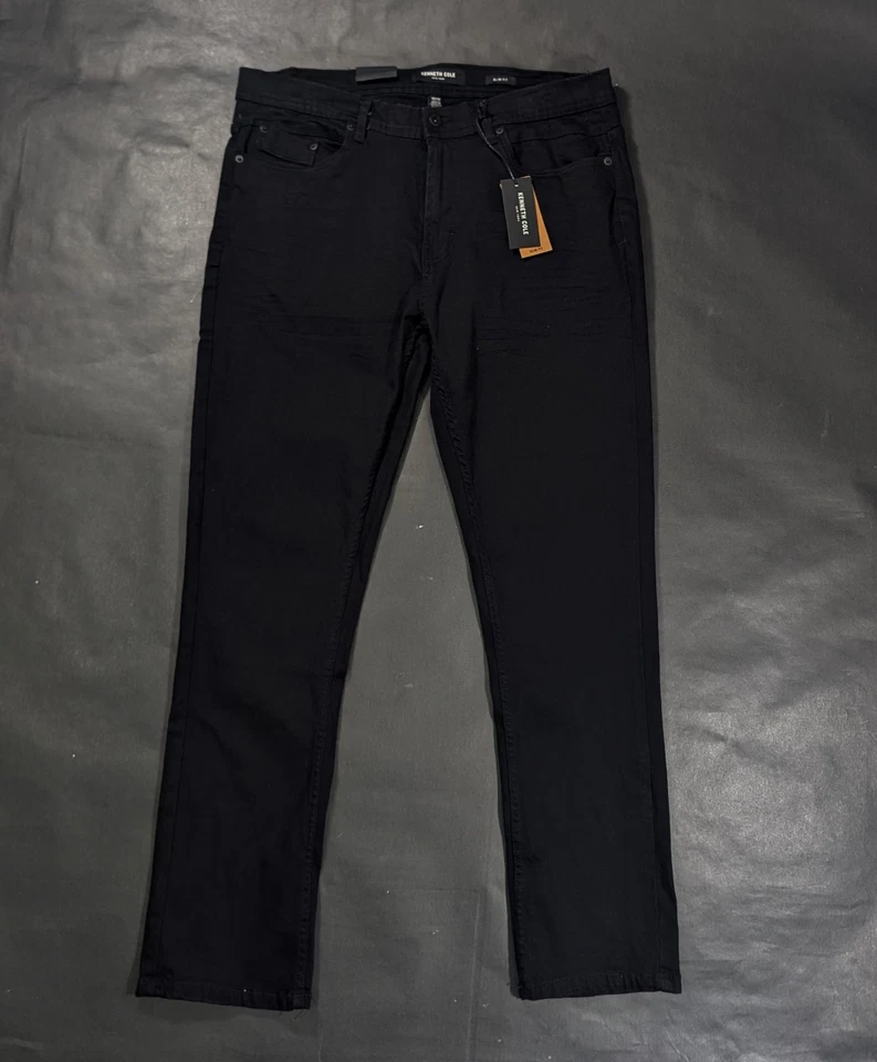 Pantalones de mezclilla Kenneth Cole para hombre talla 36x30 negros ajustados elásticos Foto 3 de 4