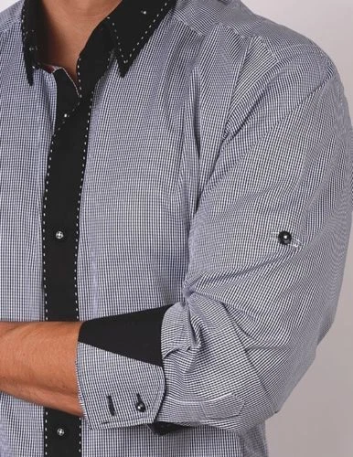 Camisa Absolute Rebellion Mirage Clásica Hombre Moda Manga L Rayas Pequeñas/Negro. Foto 2 de 3