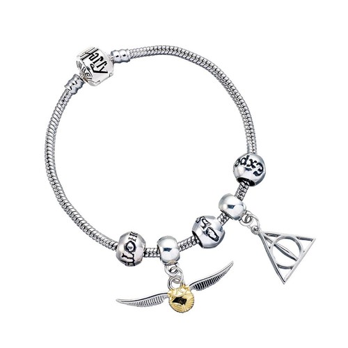 Official Harry Potter Charm Bracelet Deathly Hallows, Snitch, & 3 spell beads - Picture 2 of 6