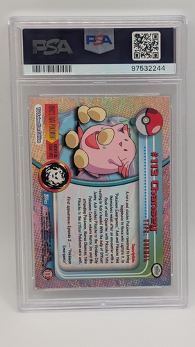 2000 Topps Pokemon T.V. Animation Series 2 #113 Chansey Blue Logo PSA 9 MINT! - Picture 2 of 2