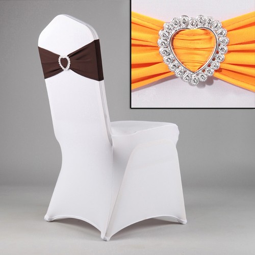 Spandex Stretch Wedding Party Chair Cover Band Sashes With Buckle Bow Slider - Picture 37 of 48