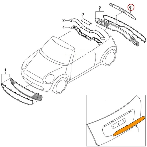 Für Mini R56 R55 R57 R58 R59 2007-2015 51132753603 Heckklappengriff Griffleiste - Bild 2 von 13