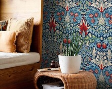Peacock and the Dragon Retro William Morris Wallpaper Murals