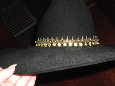 MENS CITRINE STONES MESH AND GOLD CONES STRETCH HATBAND NWT