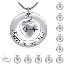 Collana pendente acciaio urna cremazione cuore per ricordo famiglia cenere ricordo