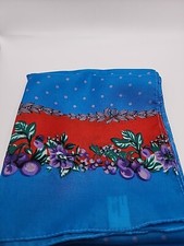 Vintage Scarf 1970s Polyester Floral Polkadot Made In Italy Oblong 12" By 52"