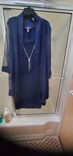 NWT R M RICHARDS 2Piece Dress Set; Size 16W; Navy Blue; Lined, Long Sleeves; 85.