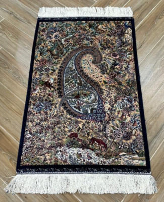High Quality Silk Rug oriental Wall Hanging Pictorial Silk Rug Carpet 86 x 57 cm
