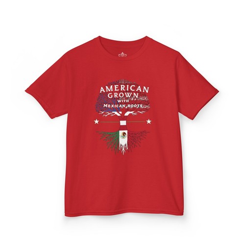 Kids American Grown Tee, Kids Cotton Shirt, Youth Mexican Roots - Picture 16 of 19