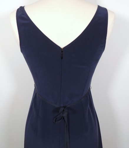 Beth Bowley Womens 6 Silk Slip Dress V Neck Sexy Gown Deep Blue Maxi Sleeveless - Picture 6 of 7