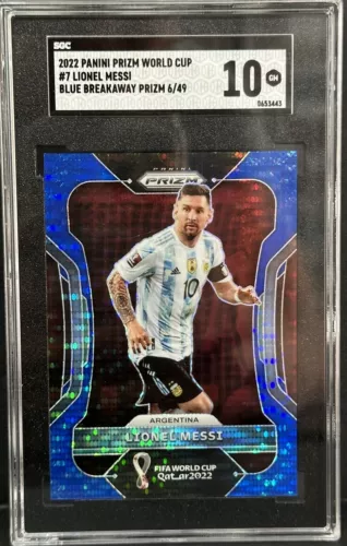 2022 Panini Prizm World Cup #7 Lionel Messi Blue Breakaway /49 SGC Gem Mjnt 10
