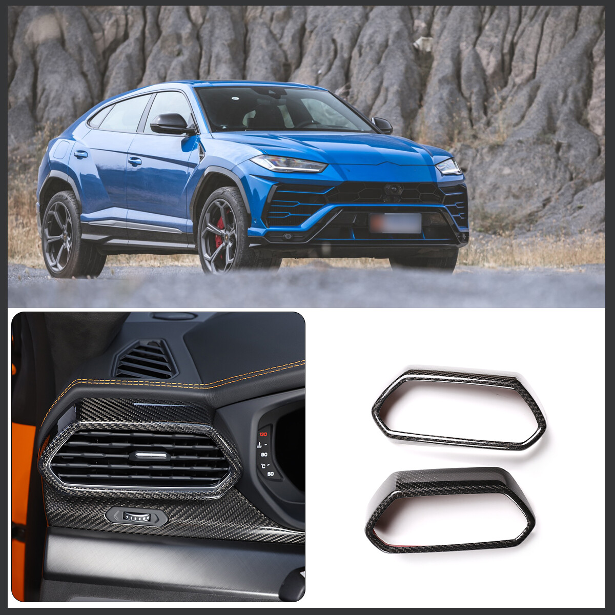 2PCS Real Carbon Fiber Air Outlet Vent Cover For LAMBORGHINI URUS 2018-2023