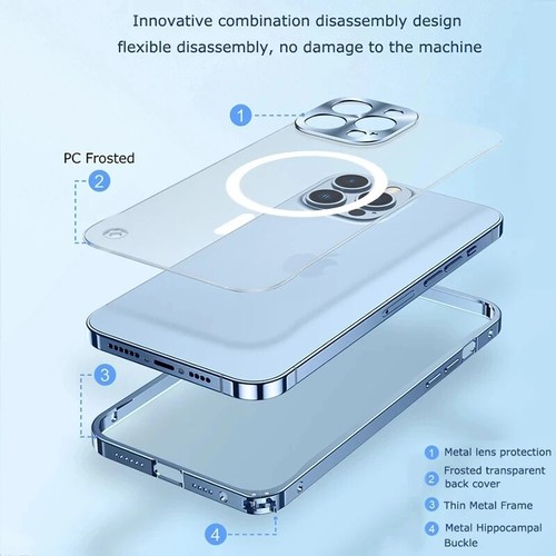 Metalowe etui Magsafe do iPhone 16 15 14 13 12 Pro Max etui na telefon komórkowy ochrona - Zdjęcie 2 z 29