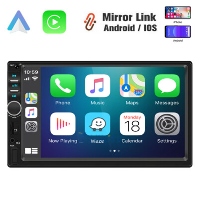 Double DIN Apple Carplay Android Auto 7'' Touch Screen Car Stereo Radio Bluetooth