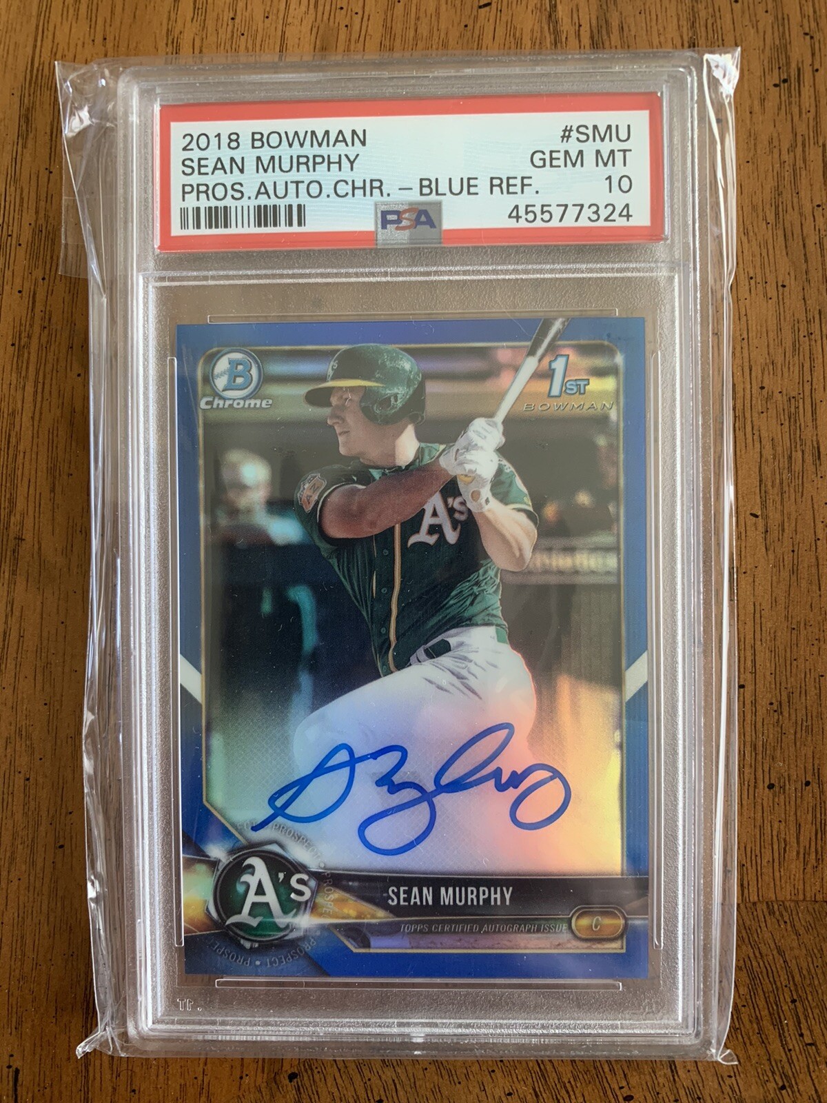 Sean Murphy 2018 Bowman Chrome Auto Blue /150 PSA 10 1st Braves/A's Pop 8